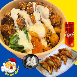[อร่อยซ่ากับโค้ก] มาม่าเผ็ดไก่เกาหลีสามสี+เกี๊ยวซ่าทอด6ชิ้น ฟรีหัวไช้เท้าดอง +  โค้ก ออริจินัล (กระป๋อง)