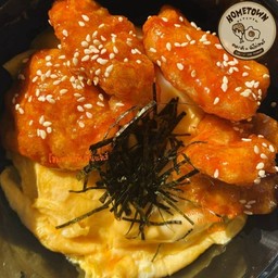 ข้าวไข่ข้นไก่ทอด ด้งไข่ข้นไก่ทอด (แถมไชเท้าดอง)