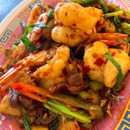 กุ้งนาผัดน้ำพริกเผาบะเต็ง(ทวีชัย)