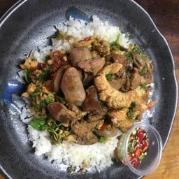 ข้าวกะเพราเครื่องในไก่