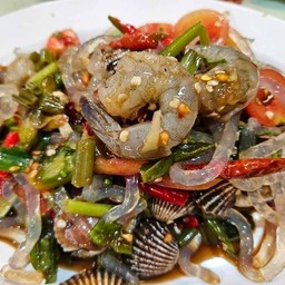 ตำเส้นแก้วหอยแครงกุ้งสด