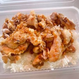 ไก่ผัดกระเทียม-ราดข้าว
