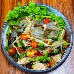 ตำมะละกอปูร้าหมูยอกุ้งสด