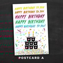 Postcard A ลาย HBD สีขาว