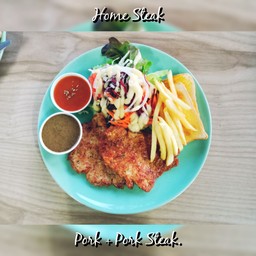 สเต๊ก หมู+หมู