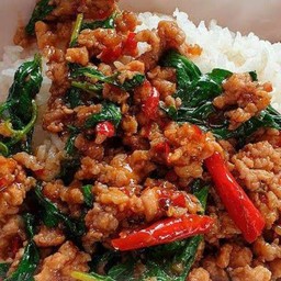ข้าวไก่สับผัดพริกเผา