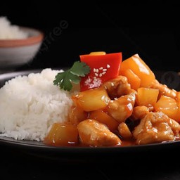 ไก่ผัดเปรี้ยวหวานราดข้าว