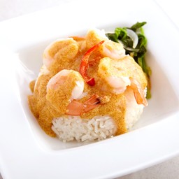 ข้าวหน้ากุ้งผงกะหรี่