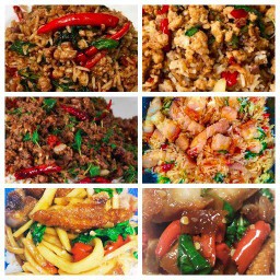 กระเพรา คลุกข้าว(ใส่แต่ใบกระเพรา)