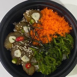 ข้าวหน้ากุ้งดองยำสาหร่าย