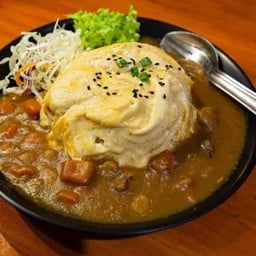 ข้าวหน้าแกงกะหรี่หมู+ไข่ข้น - ฟรีมิโซะซุป