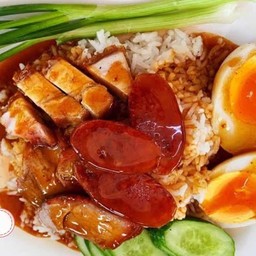ข้าวหมูแดง+หมูกรอบ