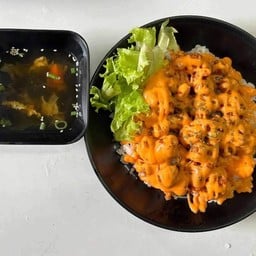 ข้าวไก่กรอบชีสซอส - ฟรีมิโซะซุป