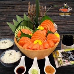 SET A แซลมอนซาซิมิ พรีเมียมเกรด 500 กรัม พร้อมข้าวญี่ปุ่นและสาหร่ายเกาหลี