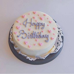 เค้กข้อความ happy birthday หัวใจเล็กสีชมพู ขนาดครึ่งปอนด์