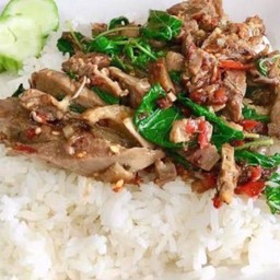 กะเพราเป็ดย่าง ราดข้าว