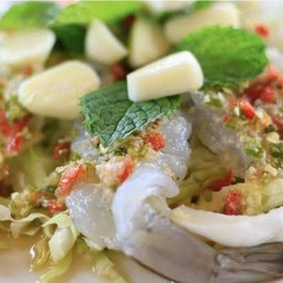 กุ้งแซ่บซี๊ดซ๊าด(กุ้งสดราดด้วยซีฟู้ดรสเด็ด)