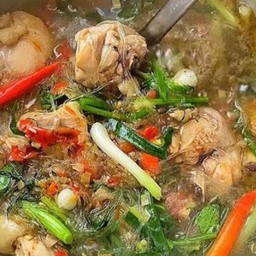 @1.แกงไก่วุ้นเส้นใส่พริกแกง ปริมาณพิเศษหม้อไฟ+ ข้าวสวย1 ถุง