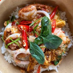 ข้าวหน้าห่อหมกทะเลไข่ข้น