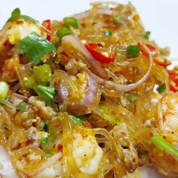 ลาบวัุนเส้นกุ้ง หมูสับ