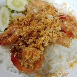 กุ้งกระเทียมราดข้าว