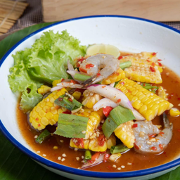 ยำข้าวโพดกุ้งสด