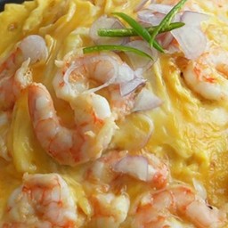 กุ้งไข่ข้นราดข้าว