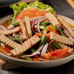 ยำหมูยอ (Spicy Pork Sausage Salad)