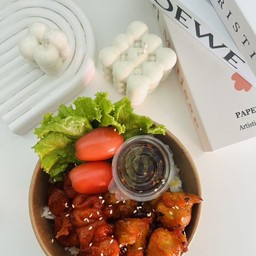 ข้าวหนังไก่ย่าง+บั้นท้ายไก่ย่าง