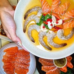 ยำแซลมอนแจ่มว้าว+กุ้งตุ้งแช่ สด/สุก