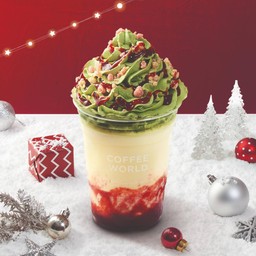 Strawberry Matcha Christmas Tree Frappe