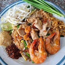ผัดไทยกุ้งสด+หมูชิ้น