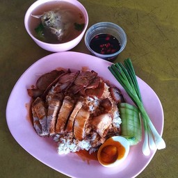 ข้าวหมูแดง+หมูกรอบ ธรรมดา