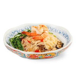 เส้นหมี่ผัดผักกะเฉดกุ้ง