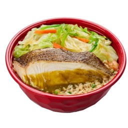 ข้าวกระเทียมปลาฮาลิบัทย่างราดซอสมิโซะชาเขียว