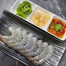 กุ้งแช่น้ำปลา+ซีฟู๊ด+กระเทียมโทน+สาระแหน่