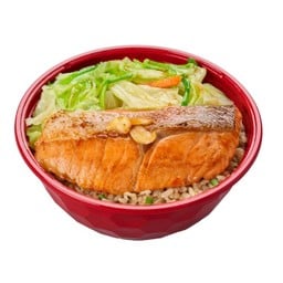 ข้าวกระเทียมแซลมอนเทปันยากิ