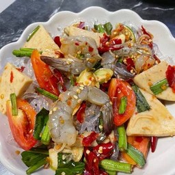 ยำเส้นแก้ว+กุ้งสด+หมูยอ