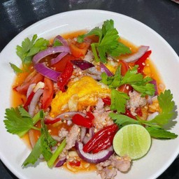 ยำไข่ดาว+หมูสับ+เห็ดรวม