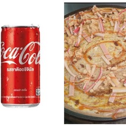 [อร่อยซ่ากับโค้ก] ไข่+พริกเผา+แฮม+ไส้กรอก+ปูอัด+หมูหยอง +  โค้ก ออริจินัล (กระป๋อง)