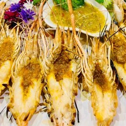 กุ้งแม่น้ำเผา มันกุ้ง น้ำจิ้มซีฟู้ดสูตรชาวเล สูตร Sogood  ไม่ใส่น้ำปลา ใช้เกลือจากทะเล(5-6ตัวต่อจาน)