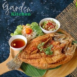 ปลากะพงทอด/แดดเดียว/สามรส/ราดพริก/ราดน้ำปลา (เล็ก)