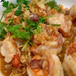 กุ้งกระเทียม กับข้าว