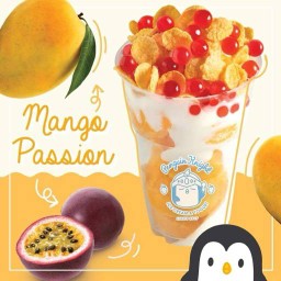 ไอศครีมเกล็ดหิมะ รสมะม่วงเสาวรส จากผลไม้แท้ หวานน้อยอร่อยมาก Size L (4ลูก)