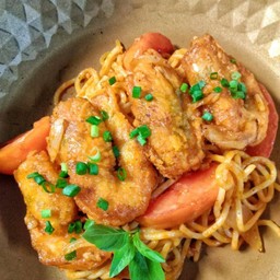 สปาเก็ตตี้ซอสมะเขือเทศกุ้งสด
