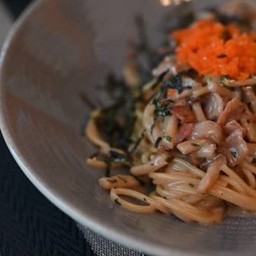 Spaghetti creamy Miso with ebiko
