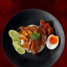 ข้าวหมูแดง+หมูกรอบ