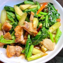 ข้าวราดคะน้า น้ำมันหอย