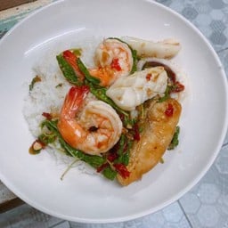 ข้าวกะเพรา กุ้ง หมึก