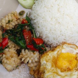 ข้าวกะเพราปลาหมึก